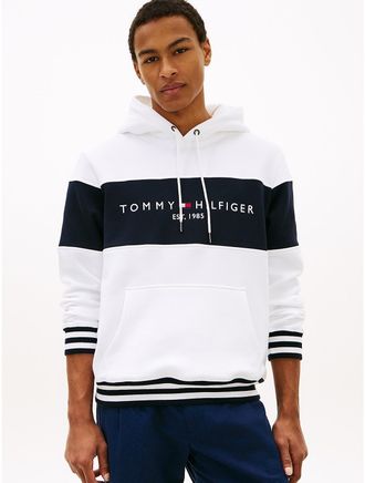Tommy Hilfiger Mens Colorblock Logo Hoodie - White - XXXL