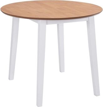 vidaXL Drop-leaf Dining Table Round MDF White vidaXL