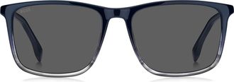 BOSS 56mm Ombr&eacute; Square Sunglasses in Blue Horn Grey at Nordstrom Rack