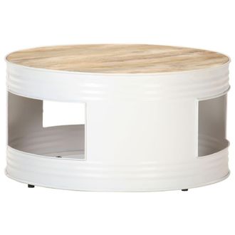 vidaXL Vidaxl Tavolino Bianco 68x68x36 Cm In Legno Massello Di Mango