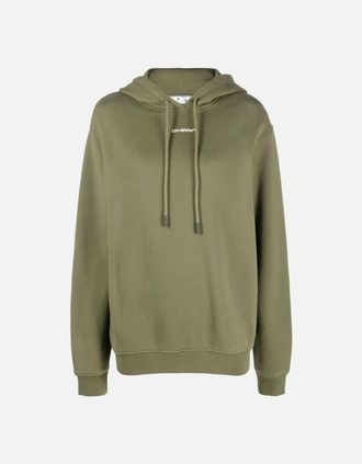 Off-white Womens Off-White Flock Chine Flower Arrow Military Green Hoodie - Tan - Size: 10/8