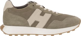 Hogan Suede Sneakers With Contrast Heel Tab And Signature Logo