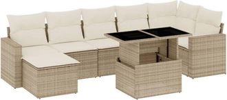 vidaXL Vidaxl - Set De Sof&aacute;s De Jard&iacute;n Y Cojines 8 Piezas Rat&aacute;n Sint&eacute;tico Beige