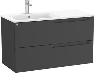 Roca Mueble Izquierda 1000mm Aleyda 2 Cajones + Lavabo Negro Mate