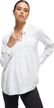 Ingrid & Isabel The Soft Touch Button Down Maternity + Nursing Top in White at Nordstrom, Size X-Large L