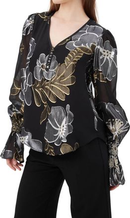 Trina Turk Kaito Top In Black Metallic