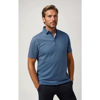 Stone Rose Skull Print Techno Stretch Polo in Dark Navy at Nordstrom, Size Xx-Large