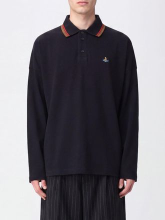 Vivienne Westwood Long-Sleeved Cotton Polo Shirt with Embroidered Orb Logo