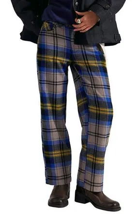 Free People Cheers Plaid High Waist Pants in Charcoal Combo at Nordstrom Rack, Size 14