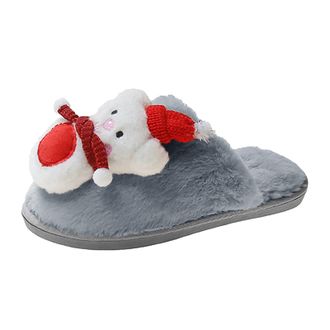 Generic Slippers for Women Christmas House Slippers Novelty Winter Mule Slipper Fuzzy Cozy Non-Slip Shoes Unisex Soft Plush Home Shoes and Warm Memory Foam Sl