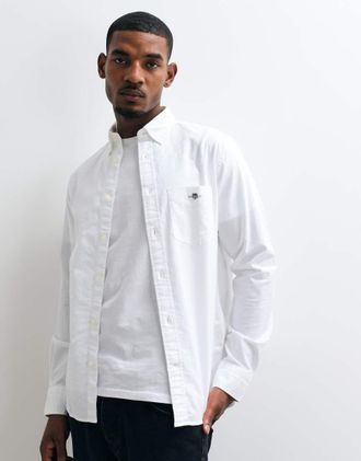 GANT camicia Oxford classica regular fit bianca-Bianco