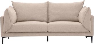 Miliboo Sof&aacute; De Dise&ntilde;o De 3 Plazas En Tela Efecto Terciopelo Texturizado Beige Y Metal Negro Marius