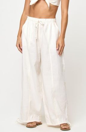 L*Space Ellis Wide Leg Linen & Cotton Cover-Up Pants in Cream at Nordstrom, Size X-Small