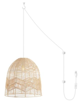 Jonathan Y Designs Jonathan Y Sofia 17In 1-Light Farmhouse Rattan 180In Cord Plug-In Or Hardwired Led Pendant