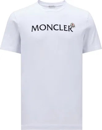 Moncler Flocked Logo Cotton T-shirt White Size M