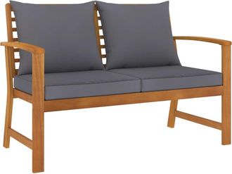 vidaXL Vidaxl - Banco De Jard&iacute;n 120 Cm Cojines Gris Oscuro Madera Acacia Maciza
