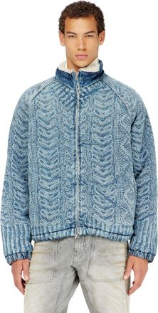 Diesel Jacket in cable-knit-effect denim - Denim Jackets - Man - Blue