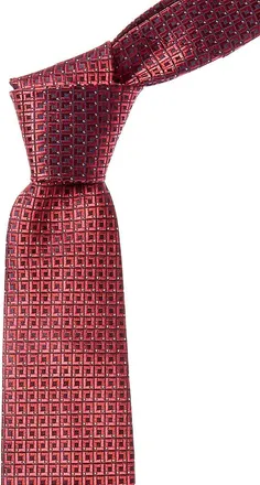 Canali Red Squares Silk Tie