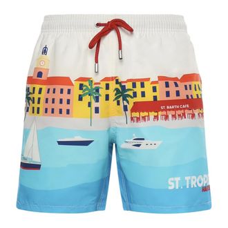 MC2 Saint Barth Beachwear, male, Multicolor, Size: 2XL Placed Print Classic Swim Short