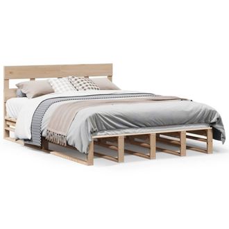 Berkfield Home Bed Frame without Mattress 135x190 cm Double Solid Wood Pine in Light Brown