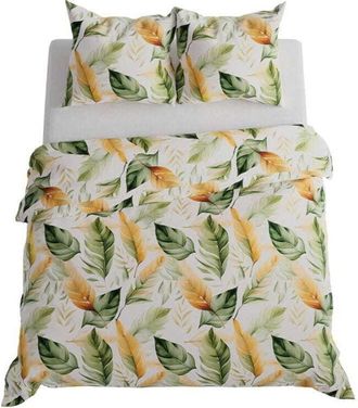 OEM Ropa De Cama 160x200 Algod&oacute;n Sat&eacute;n Oliva Floral