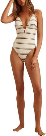 Reiss Freda Stripe Cross Back One-Piece