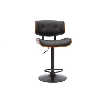 Miliboo Miliboo - Taburete De Cocina De Dise&ntilde;o Regulable Negro Con Madera Oscura Basile