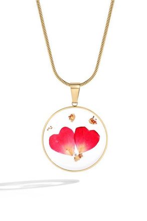 Mint & Lily Pressed Birth Flower Necklace in Gold-Tone /April Daisy at Nordstrom