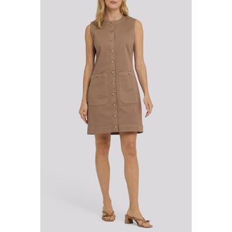 NYDJ Sleeveless Patch Pocket Cotton Blend Dress in Toasted Coconut at Nordstrom, Size Xx-Small