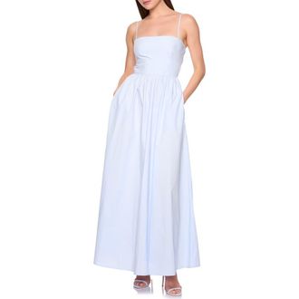 Susana Monaco Open Back Cotton Poplin Maxi Dress in Baby Blue at Nordstrom Rack, Size X-Small