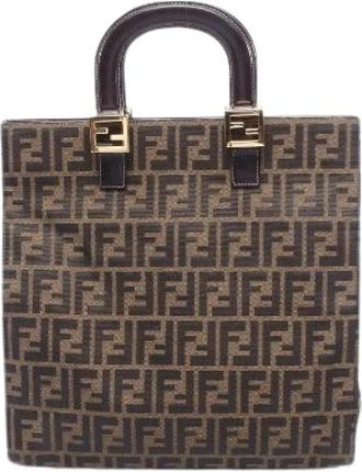 Fendi Pre-owned Zucca Canvas Leather Tote Bag - Dames - Vintage Handtas - Bruin - ONE Size - Leer - Vintage