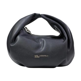Karl Lagerfeld Handbags, female, Black, Size: ONE SIZE KLJ Metal Logo Small Hobo