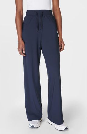 Sweaty Betty Explorer Wide Leg Track Pants in Navy Blue at Nordstrom, Size X-Large