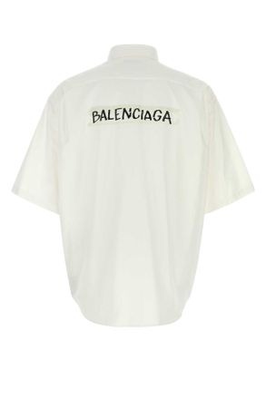 Balenciaga Mens White Poplin Oversize Shirt T Cotton Camicie
