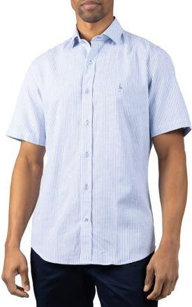Tailorbyrd Stripe Linen Blend Button-Up Shirt in Light Blue at Nordstrom Rack, Size Xx-Large
