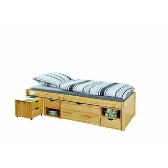 Inter Link SAS Letto con contenitori + comodino claas 96x209x47,5h pino massello con doghe