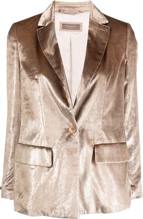 PESERICO velvet single-breasted blazer - women - Polyester/Viscose - 38 - Gold