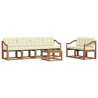 vidaXL Conjunto De Sof&aacute;s De Exterior Con Coj&iacute;n 7 Pcs Natural Y Crema Vidaxl