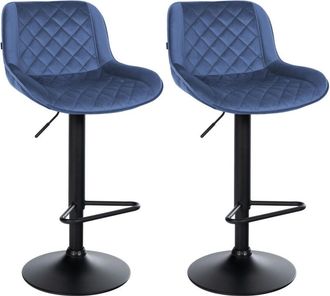 Clp 2er Set De Taburetes De Bar Kasson Azul Terciopelo