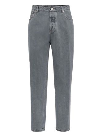 Brunello Cucinelli logo-detail cotton straight-leg jeans - Grey