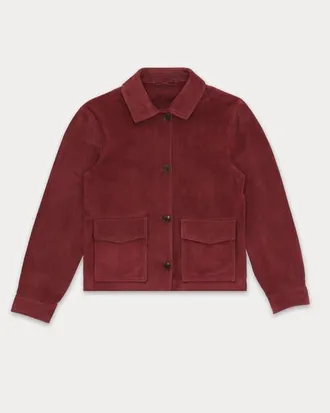 Fortela Maelle Suede Short Leather Jacket in Red at Nordstrom, Size 40