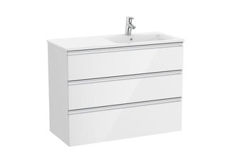 Roca Roca - Pack Unik Mueble Base De 3 Cajones + Lavabo A La Derecha The Gap Color: Blanco Brillo
