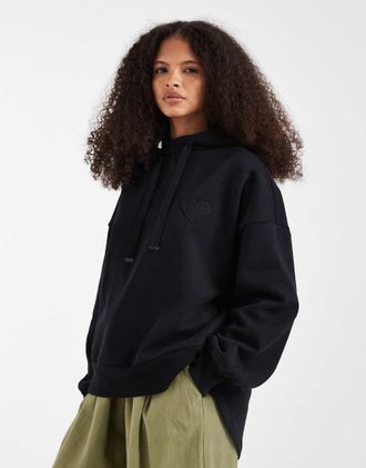 AllSaints Lovers - Felpa con cappuccio nera con dettagli ricamati-Nero