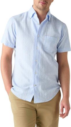 Robert Talbott Morgan Paisley Jacquard Seersucker Short Sleeve Shirt in Light Blue at Nordstrom, Size X-Large