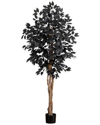 Nearly Natural 5Ft. Artificial Halloween Black Ficus Tree