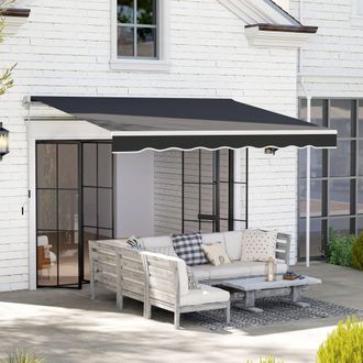 OUTSUNNY Garden Sun Shade Canopy Retractable Awning, 2.5 x 2m in Black