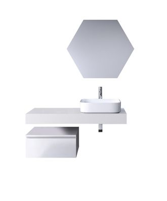Aquadesign Mueble de ba&ntilde;o de 4 piezas en melamina blanca