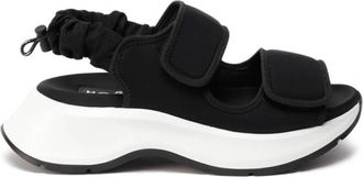 Hogan Womens H598 Leather Sandals In Black