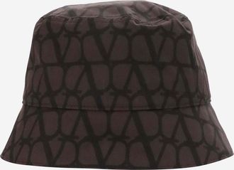 Valentino Garavani Mens Bucket Hat Iconographe Brown Polyester