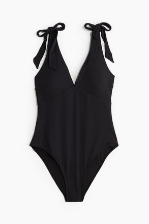 H&M Badeanzug mit wattierten Cups und High Leg - Schwarz